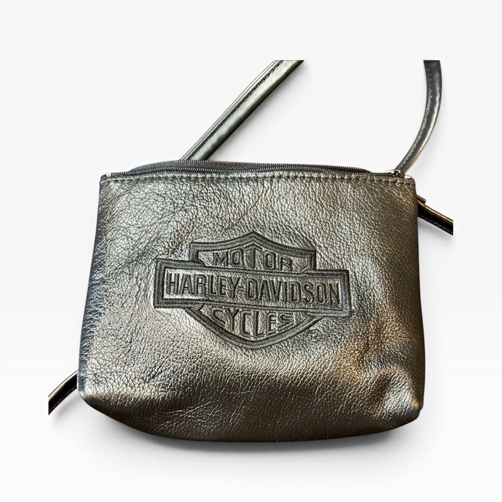 Harley-Davidson VTG Black Pebbled Leather Bar & Shield Crossbody Bag